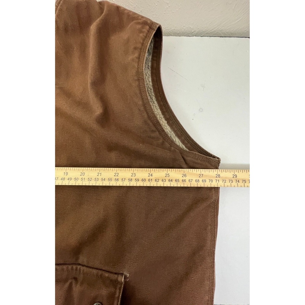 Berne Men's Canvas Sherpa Vest Size 2XL Brown Heavy Weight Barn Coat Workwear - Picture 5 of 11
